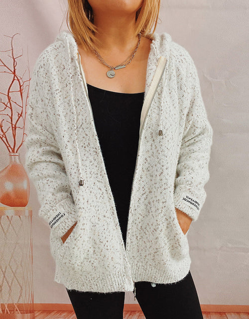 Load image into Gallery viewer, Zip Up Drawstring Long Sleeve Hooded Sweater
