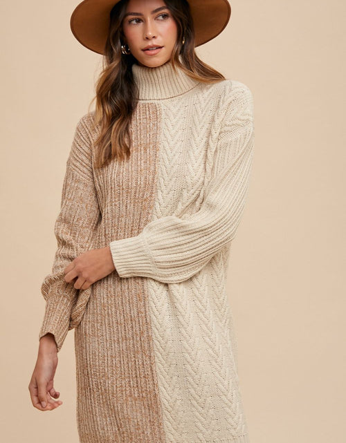 Load image into Gallery viewer, Annie Wear Color Block Turtleneck Sweater Dress
