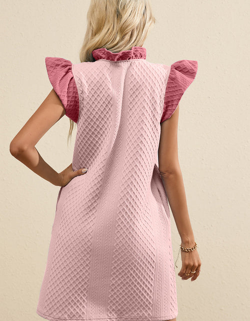 Load image into Gallery viewer, Ruffled V-Neck Cap Sleeve Mini Dress
