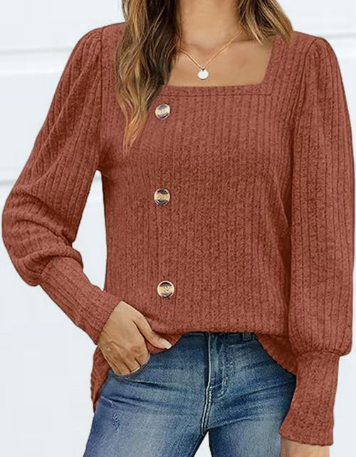 Load image into Gallery viewer, Decorative Button Square Neck Top
