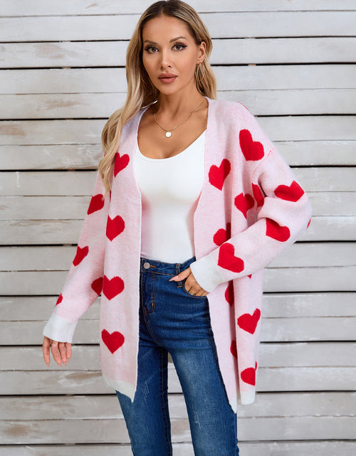 Load image into Gallery viewer, Angel Wings Heart Open Front Long Sleeve Cardigan
