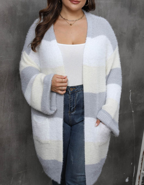 Load image into Gallery viewer, Plus Size Open Front Long Sleeve Cardigan
