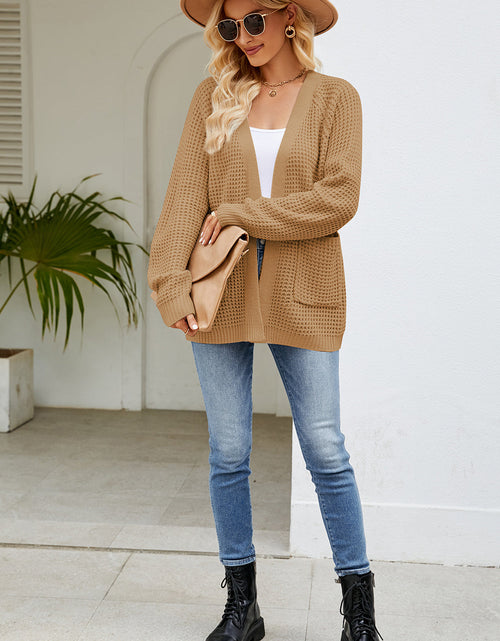 Load image into Gallery viewer, Open Front Long Sleeve Cardigan with Pockets
