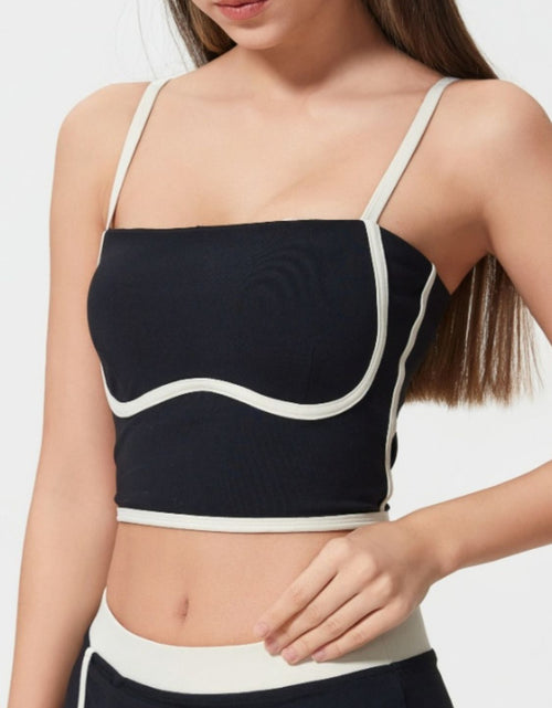 Load image into Gallery viewer, Millennia Contrast Trim Square Neck Active Cami with Detachable Chest Pads
