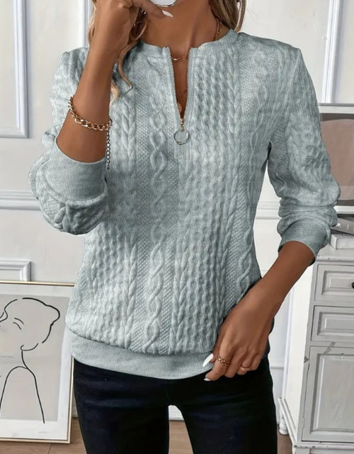 Load image into Gallery viewer, Texture Half Zip Long Sleeve Sweatshirt
