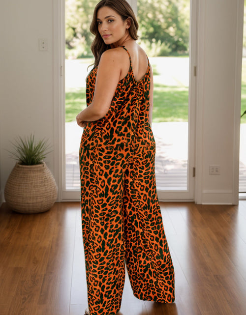 Load image into Gallery viewer, Full Size Leopard Scoop Neck Wide Leg Jumpsuit
