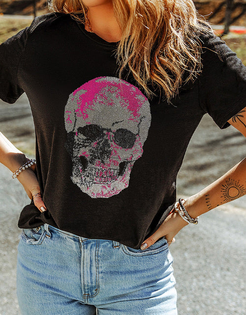 Load image into Gallery viewer, Skull Round Neck Short Sleeve T-Shirt

