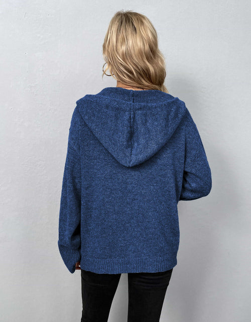 Load image into Gallery viewer, Button-Down Long Sleeve Hooded Sweater

