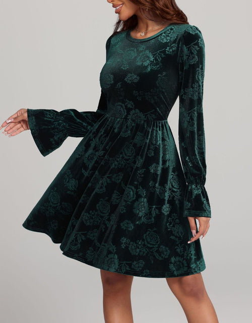 Load image into Gallery viewer, Tied Flower Print Round Neck Flounce Sleeve Dress
