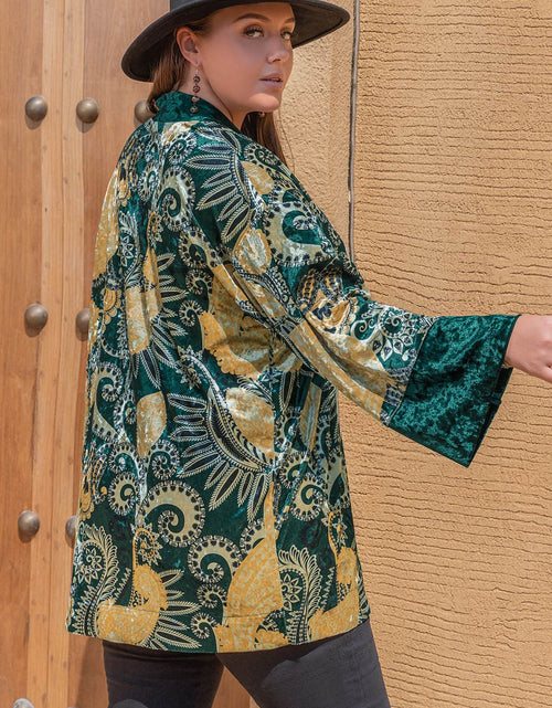 Load image into Gallery viewer, Plus Size Open Front Bohemian Style Long Sleeve Cardigan
