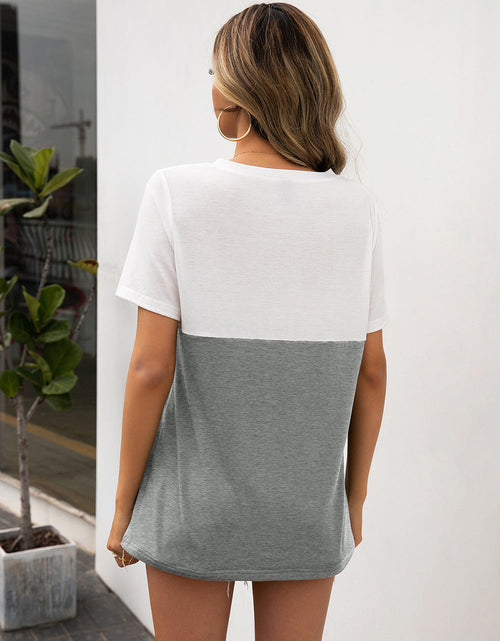 Load image into Gallery viewer, Ivy Lane Color Block V-Neck Short Sleeve Tee
