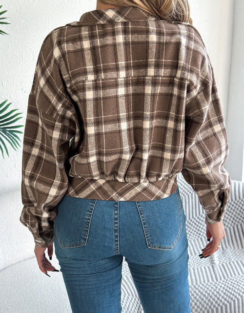 Load image into Gallery viewer, Plaid Button Up Long Sleeve Jacket

