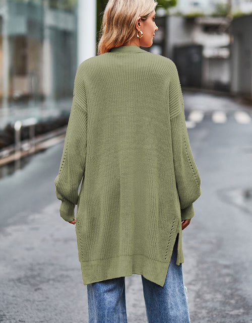 Load image into Gallery viewer, Open Front Dropped Shoulder Longline Cardigan
