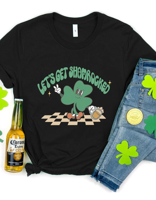 Load image into Gallery viewer, LET'S GET SHAMROCKED Round Neck T-Shirt
