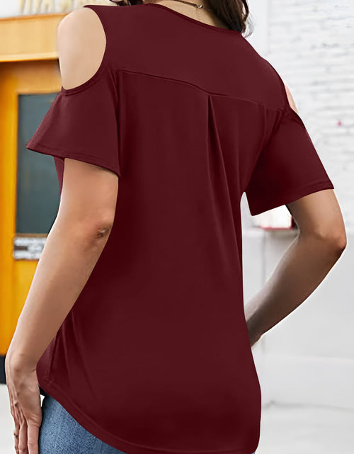 Load image into Gallery viewer, Full Size Half Zip Cold Shoulder Top
