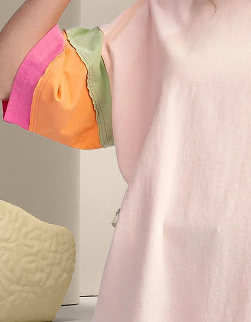Load image into Gallery viewer, Color Block Round Neck Half Sleeve T-Shirt
