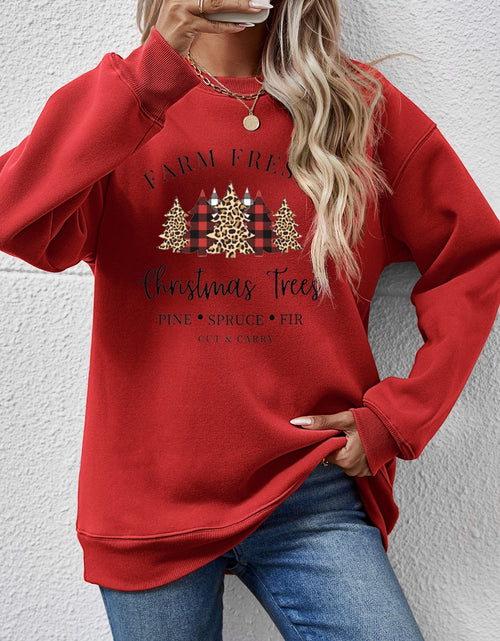 Load image into Gallery viewer, Graphic Round Neck Long Sleeve Sweatshirt
