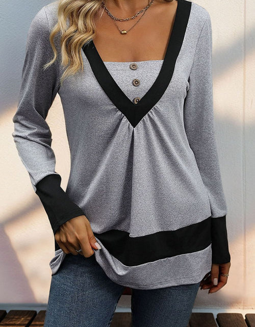 Load image into Gallery viewer, Perfee Contrast Long Sleeve T-Shirt
