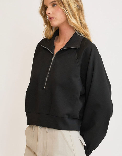 Load image into Gallery viewer, Umgee Full Size Half Zip Cropped Sweatshirt Plus Size
