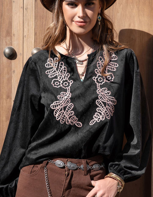 Load image into Gallery viewer, Notched Neck Long Sleeve Blouse

