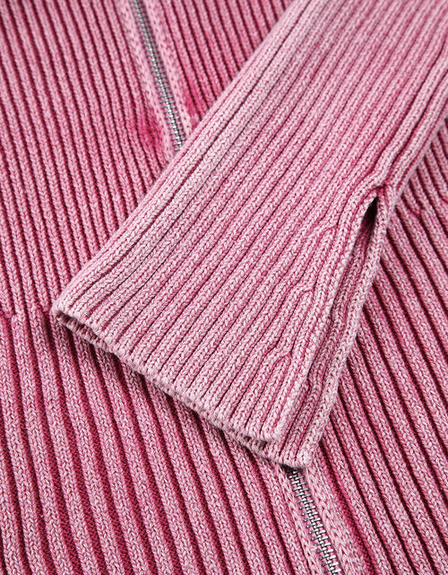 Load image into Gallery viewer, Double Take Ribbed Off-Shoulder Zip Up Long Sleeve Cardigan
