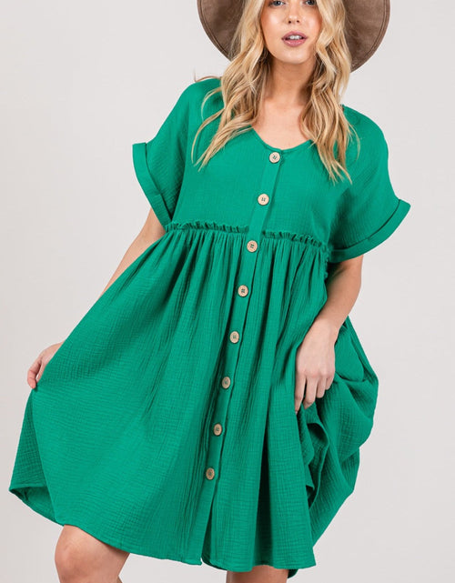 Load image into Gallery viewer, SAGE + FIG Full Size Button Up Short Sleeve Dress
