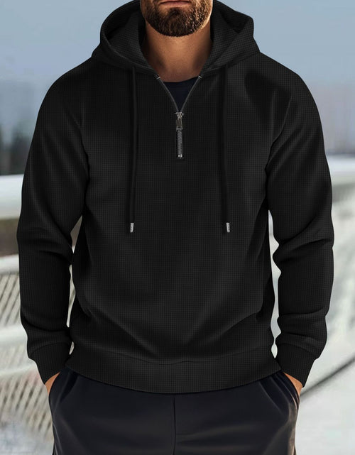 Load image into Gallery viewer, Men's Full Size Quarter Zip Long Sleeve Drawstring Hoodie Plus Size
