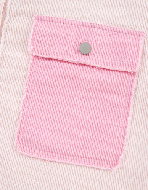 Load image into Gallery viewer, Two-tone Color Exposed Seam Corduroy Shacket
