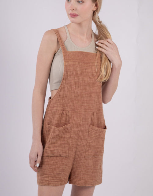Load image into Gallery viewer, VERY J Sleeveless Double Gauze Overalls with Pockets
