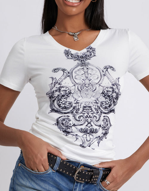 Load image into Gallery viewer, Graphic V-Neck Short Sleeve T-Shirt
