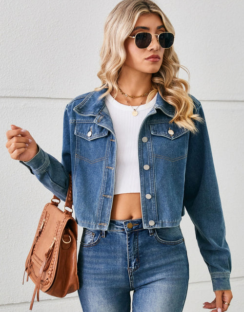 Load image into Gallery viewer, Button Up Long Sleeve Denim Jacket
