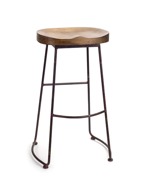 Load image into Gallery viewer, Industrial Wood Bucket Seat Stool 30"H
