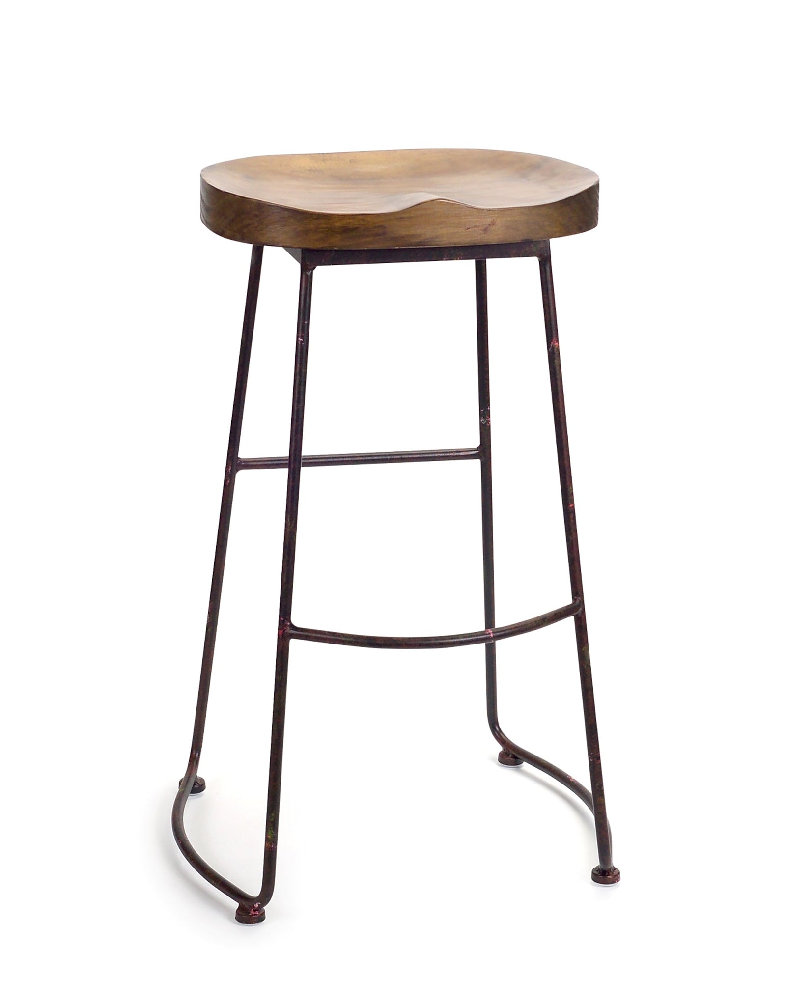 Industrial Wood Bucket Seat Stool 30"H