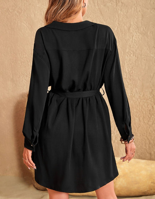 Load image into Gallery viewer, Collared Neck Long Sleeve Mini Dress
