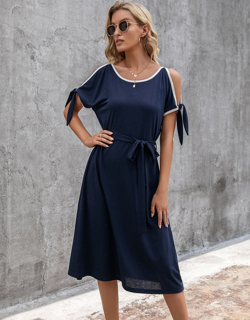 Load image into Gallery viewer, Ivy Lane Round Neck Cold Shoulder Dress
