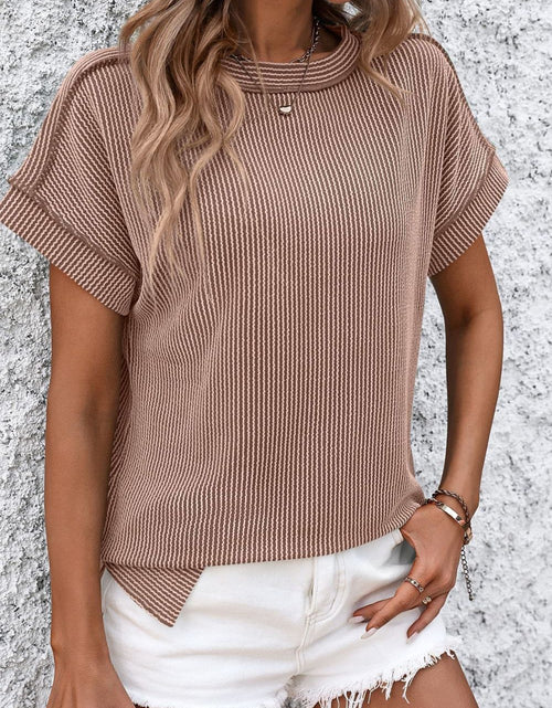 Load image into Gallery viewer, Mandy Striped Round Neck Short Sleeve T-Shirt
