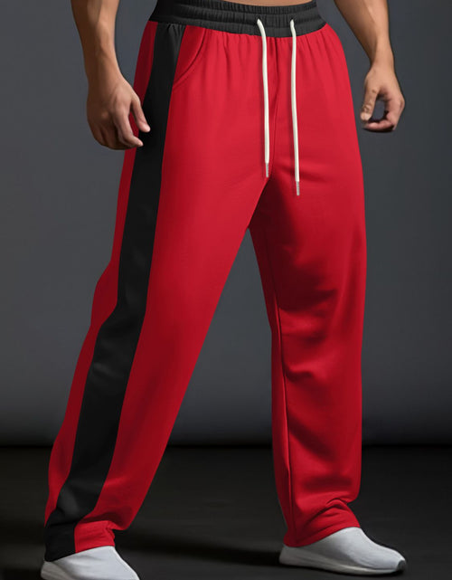 Load image into Gallery viewer, Men's Full Size Drawstring Contrast Wide Leg Pants Plus Size
