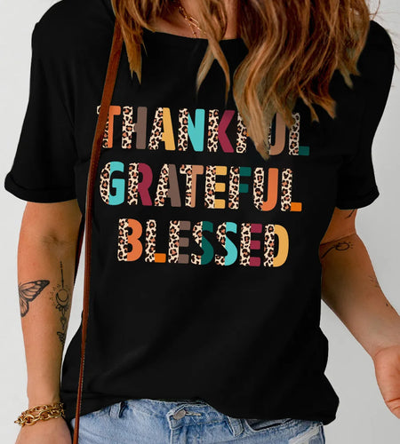 Letter Graphic Round Neck Short Sleeve T-Shirt