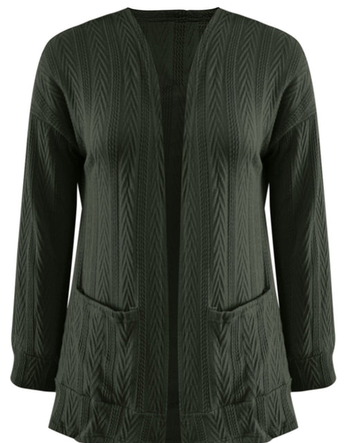 Load image into Gallery viewer, Full Size Textured Open Front Long Sleeve Cardigan
