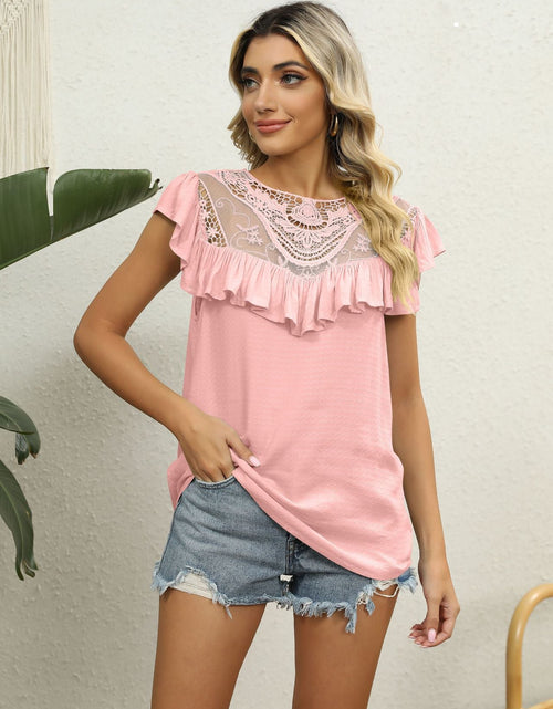 Load image into Gallery viewer, Spliced Lace Ruffled Blouse
