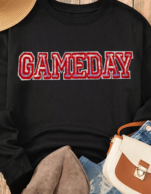 Load image into Gallery viewer, GAME DAY Round Neck Long Sleeve Sweatshirt
