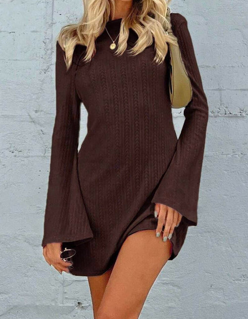 Load image into Gallery viewer, Backless Round Neck Long Sleeve Mini Dress

