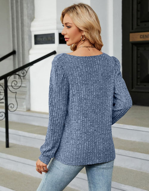 Load image into Gallery viewer, Ribbed Square Neck Long Sleeve T-Shirt
