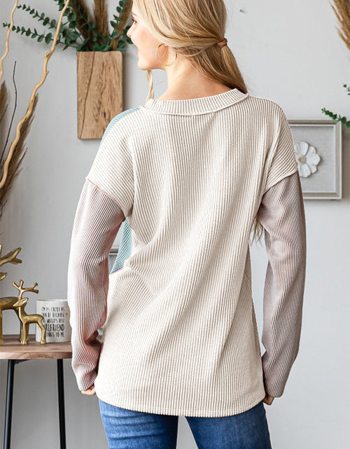 Load image into Gallery viewer, Heimish Color Block Exposed Seam Ribbed T-Shirt
