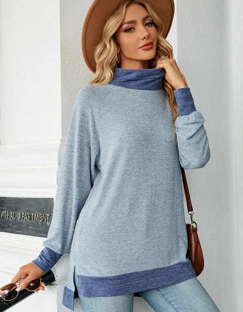 Load image into Gallery viewer, Slit Mock Neck Long Sleeve T-Shirt
