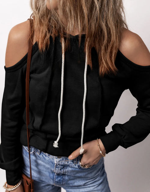 Load image into Gallery viewer, Cold Shoulder Long Sleeve Hoodie
