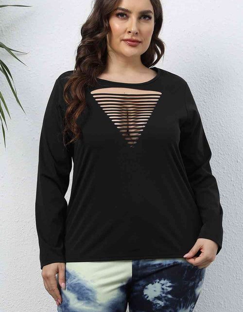 Load image into Gallery viewer, Plus Size Cutout Front Long Sleeve T-Shirt
