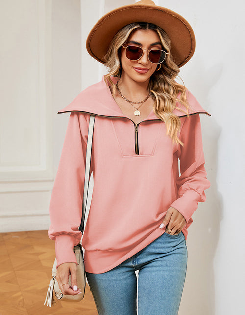Load image into Gallery viewer, Half-Zip Collared Sweatshirt
