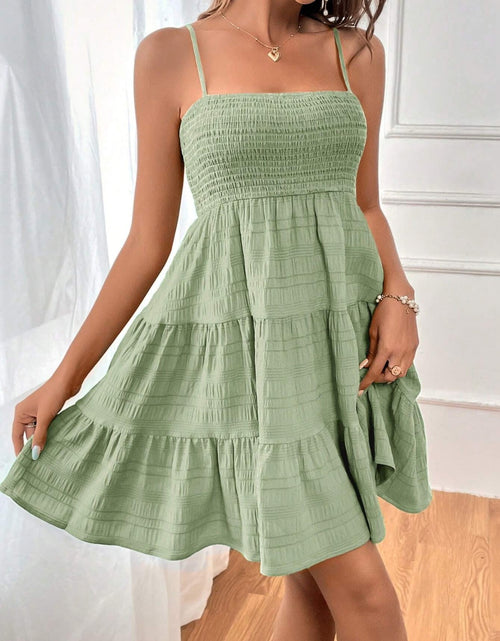 Load image into Gallery viewer, Smocked Tiered Sleeveless Mini Dress
