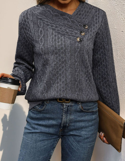 Load image into Gallery viewer, Perfee Decorative Button Long Sleeve Sweatshirt
